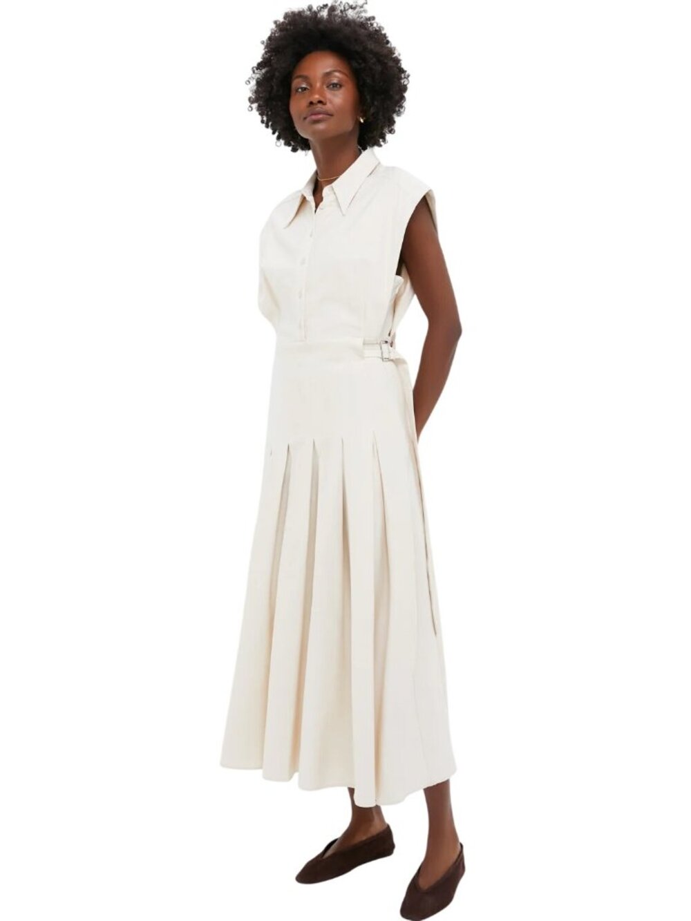 En Saison Quince Midi Shirt Dress in ecru Medium New Womens dresses - Picture 12 of 15